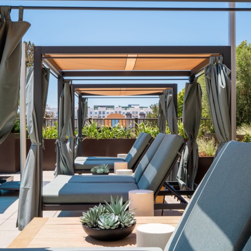 Lounge seating on resort style pool deck