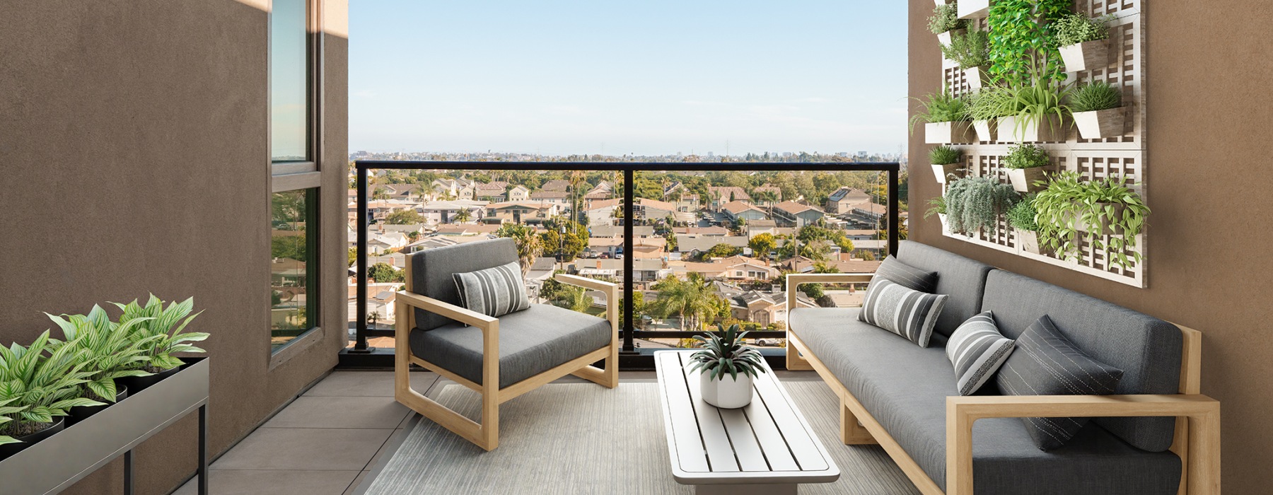 Personal patios with space for seating furniture