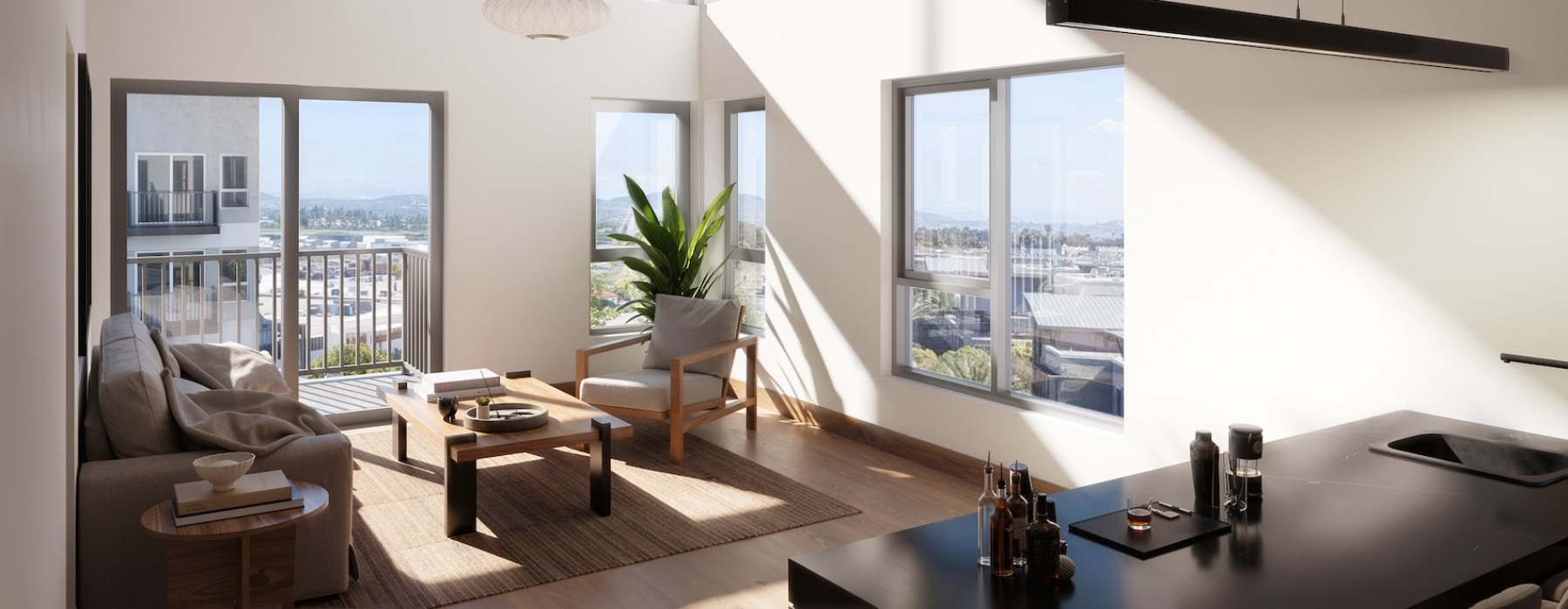 Open space living area with natural lighting