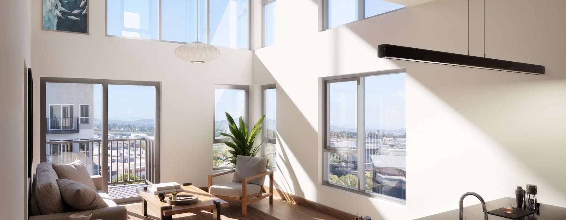 living area with ample seating and wood-style flooring